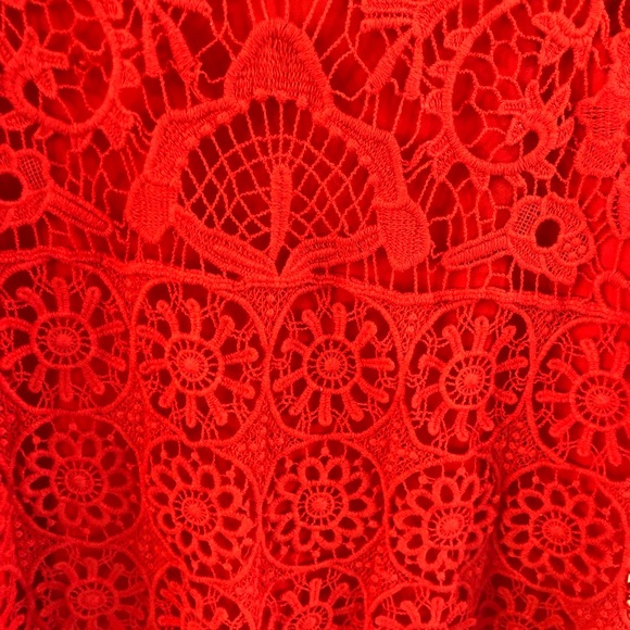 LC Lauren Conrad bright red orange lace dress - Picture 5 of 7